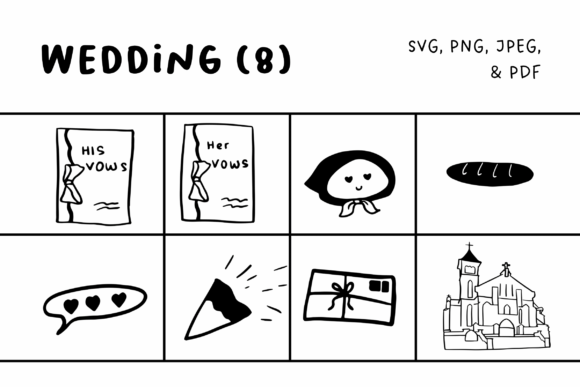 Elegant Wedding Illustrations Set8: A Designer's Guide to Hand-Drawn Charm