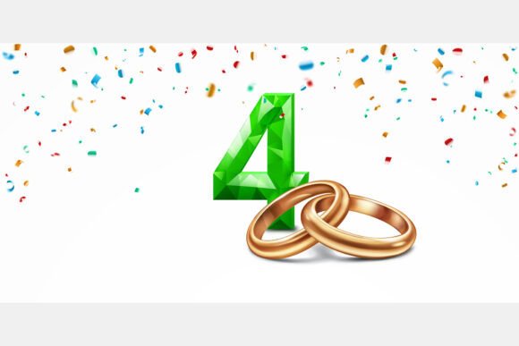 Green Number 4 and Golden Wedding Rings: A Design Asset Guide