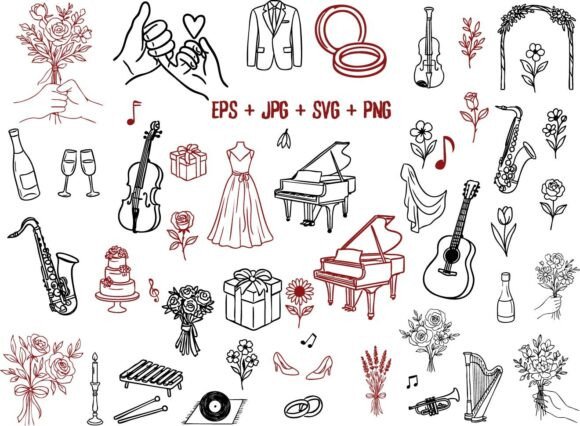 Hand Drawn Romantic Bride Groom Wedding: A Designer's Dream Asset