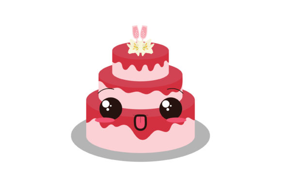 Kawaii Wedding Cute Cake Illustration: Sweet Vector Art for Every Design