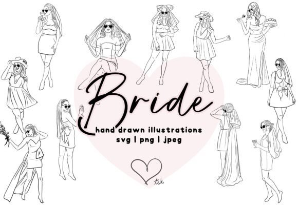 Trendy Bride Doodles Wedding Dress SVG for Creative Projects