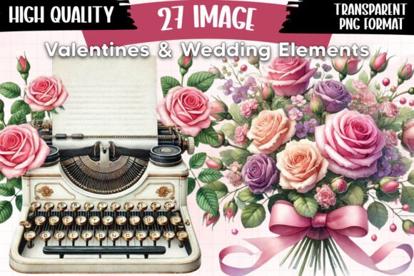 Valentines & Wedding Elements Clipart P1: A Designer's Delight