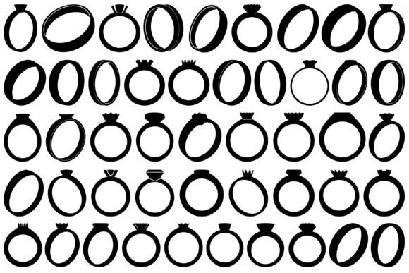Wedding Ring Silhouettes SVG Vector: 47 Designs for Your Projects